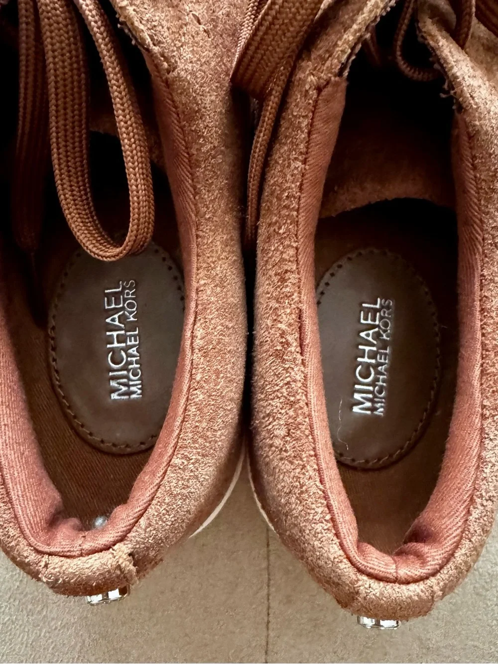 Michael Kors Cognac Genuine Suede Sneakers NEW